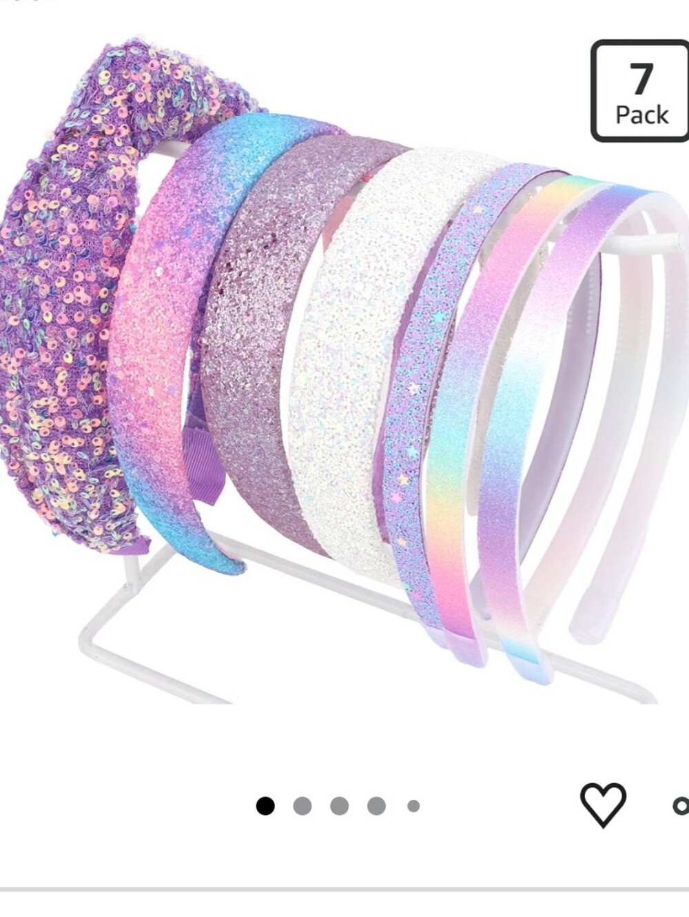 7 Pack Purple Glitter Knotted Headbands